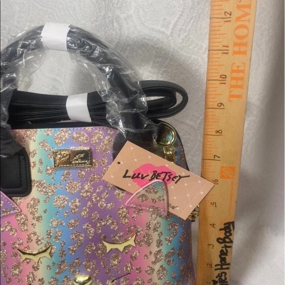 Betsey Johnson Luv Crossbody Purse Womans hand Bag kitty cat rainbow set BNWT - Picture 9 of 11